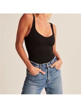 Abercrombie & Fitch Black Scoop Neck Bodysuit